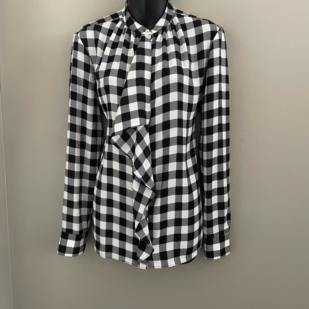 Ralph Lauren Ruffle Checked Button Down Shirt